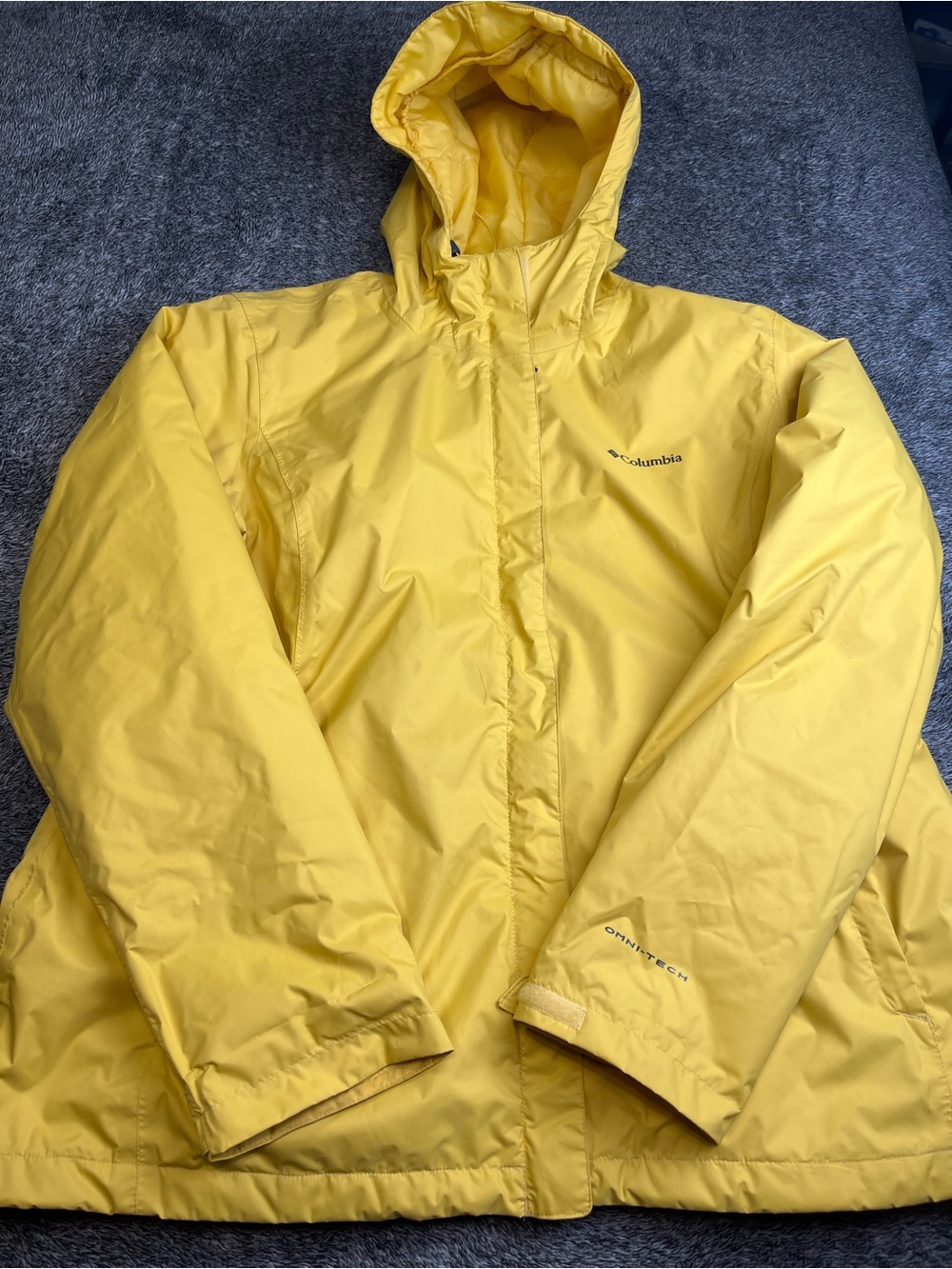 Columbia Omni-Tech Yellow Hooded Waterproof Rain Jacket XXL